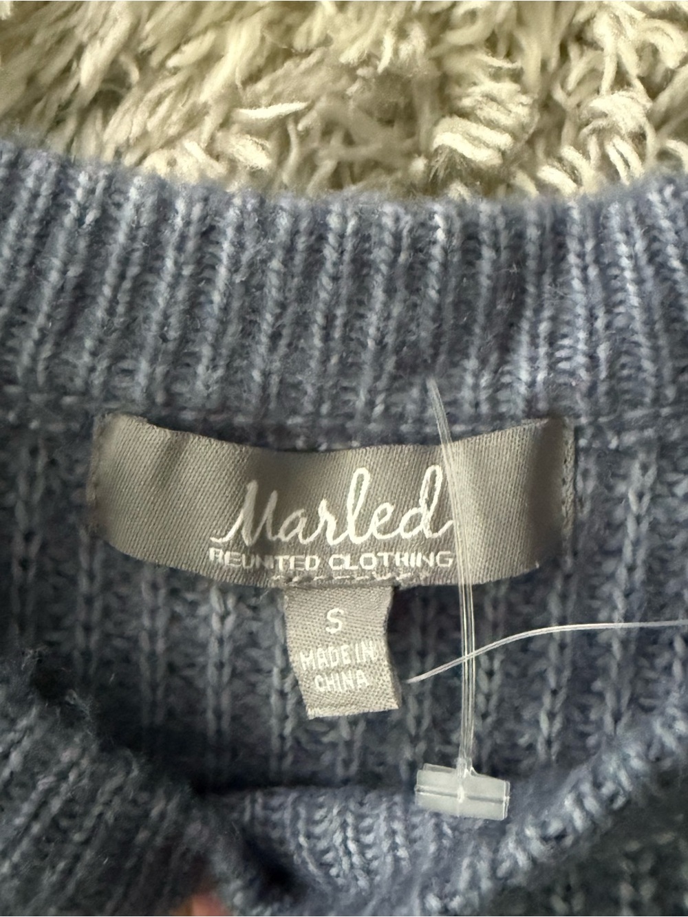 Blue Ribbed Puff-Sleeve Sweater - Picture 3 of 4